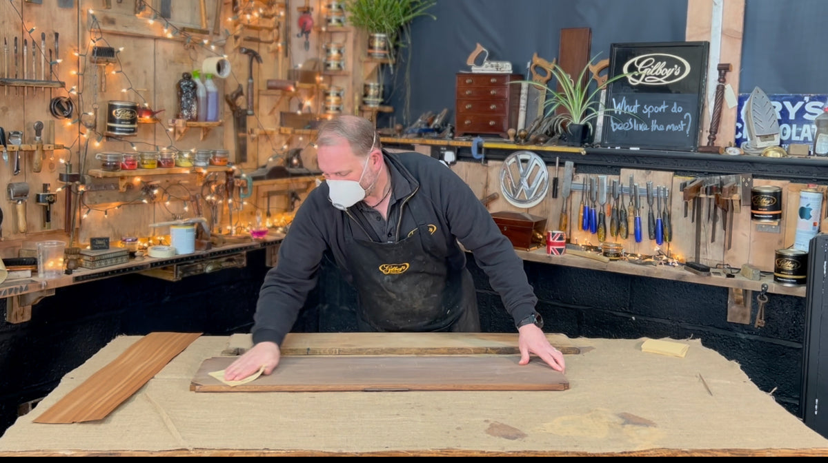 sanding bare mahogany