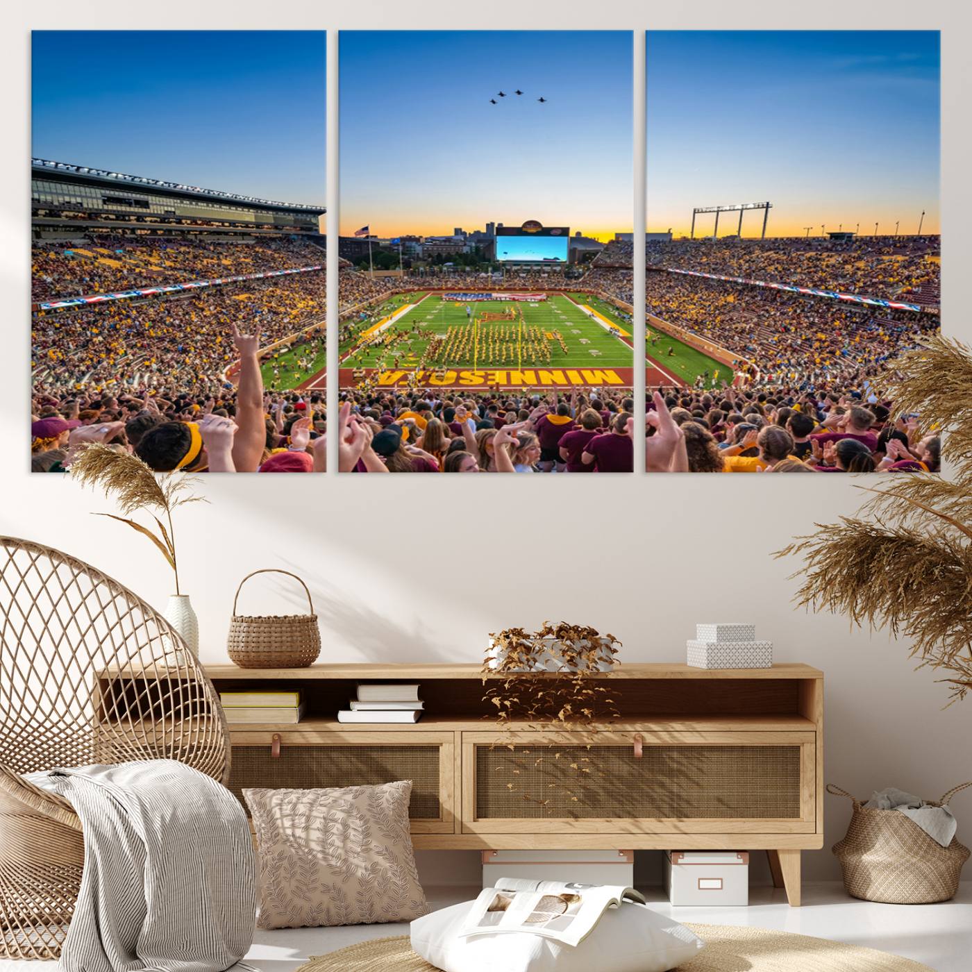 University of Minnesota Golden Gophers Art Print, Football Team Print - Minneapolis Huntington Bank Stadium Wall Art Canvas Print