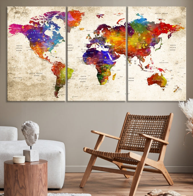 Pastel World Map Art: Canvas Prints, Frames & Posters