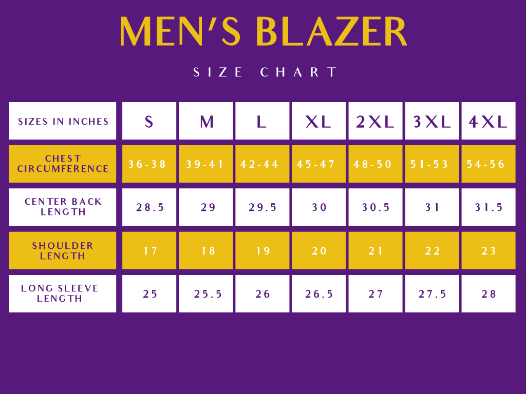 Size guide for men's and women's clothing