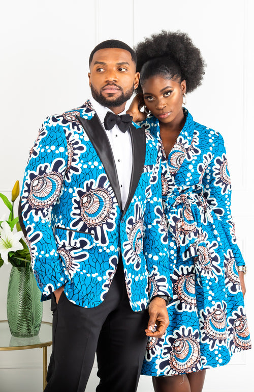 African Print Mens Ankara Suit Blazer - Dinner Jacket Tailored Fit