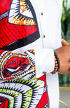 African Shirts for Men | Mens African Shirt - Skinny Fit White Button Down Asymmetrical Shirt - AARON