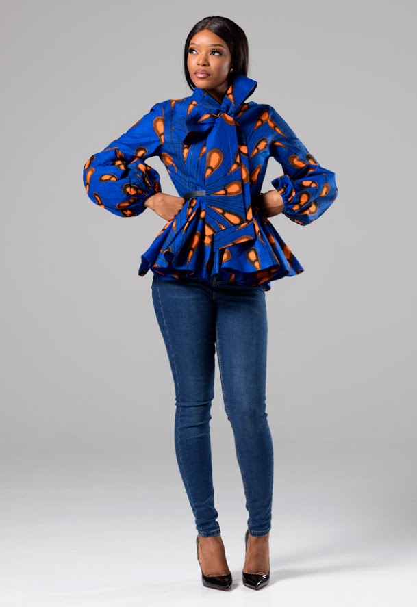 african print peplum shirt