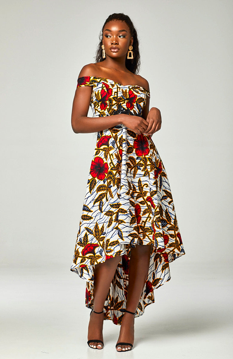 ankara off shoulder dress