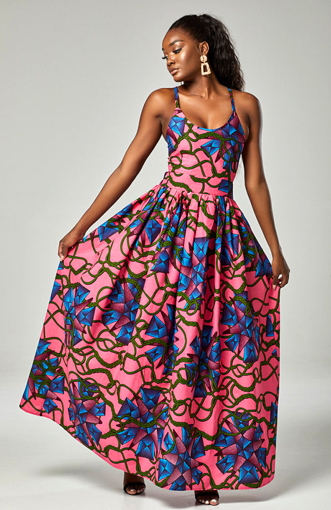 bold print maxi dress