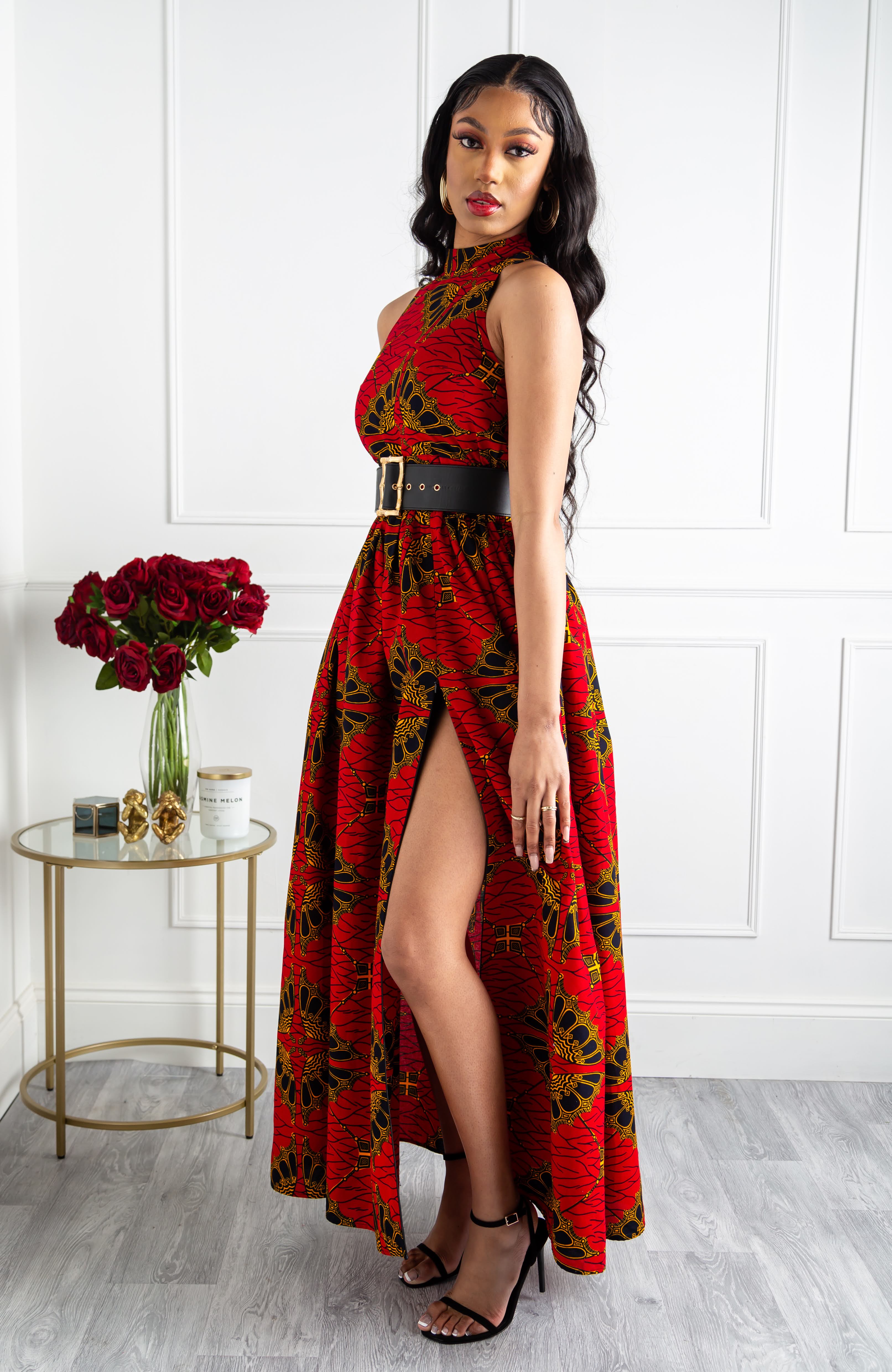 Ankara African Print Sleeveless Corset Peplum Red Blouse - Cordelia – LAVIYE