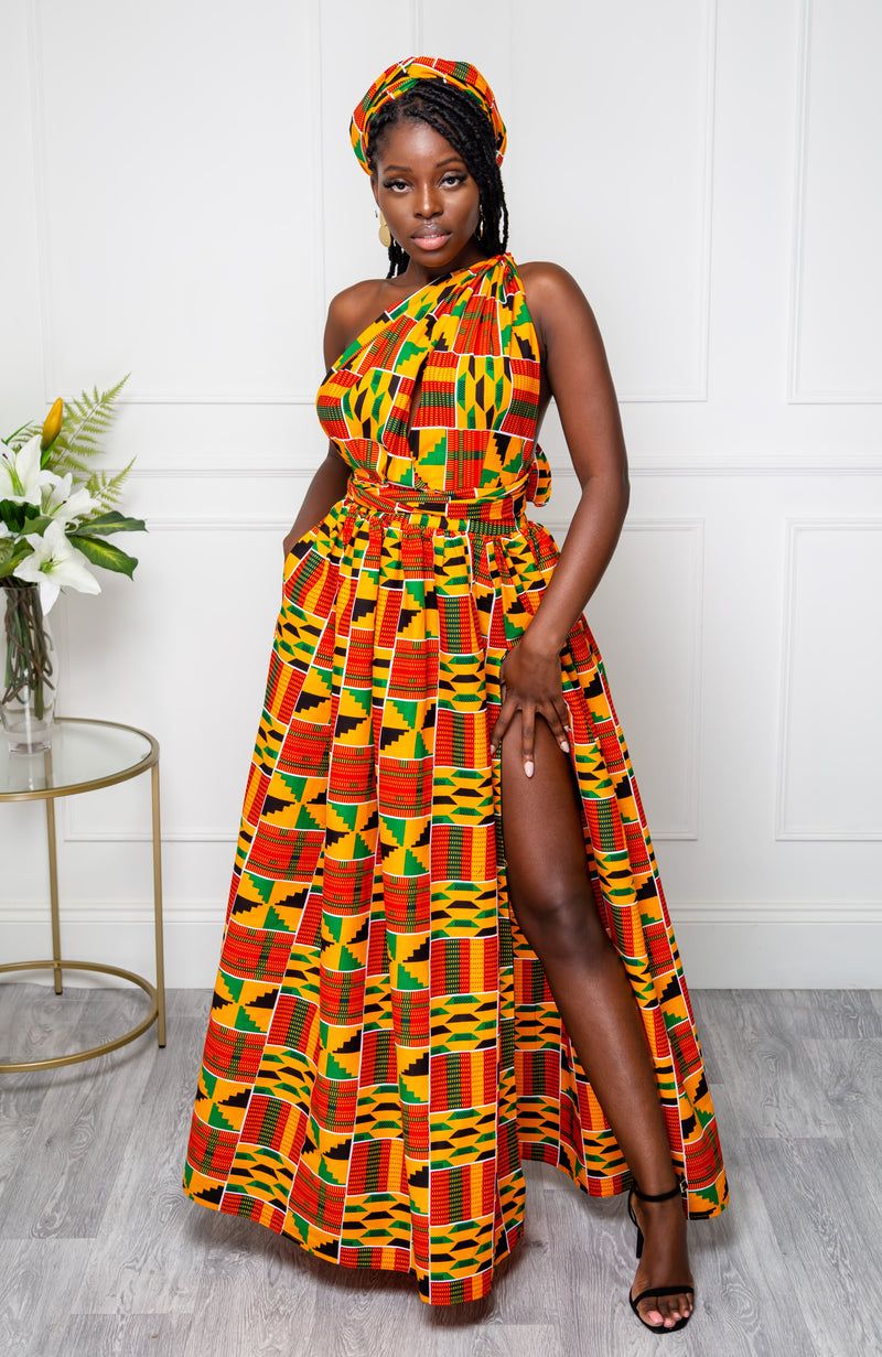 Kente African Print Multiway Infinity Maxi Dress - KENYA – LAVIYE