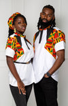 African Print Polo Shirt for Women | Kente Shirt for Women - Short Sleeve Asymmetric Shirt - KENYA