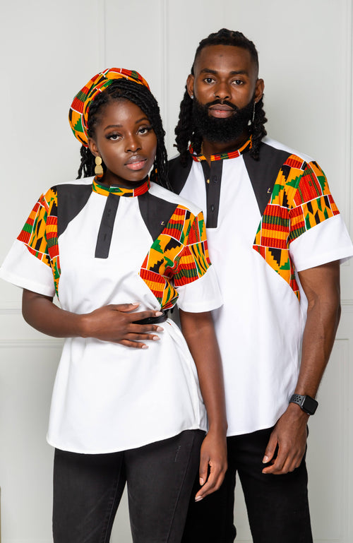 Asymmetric Double Stripe African Print Joggers For Women