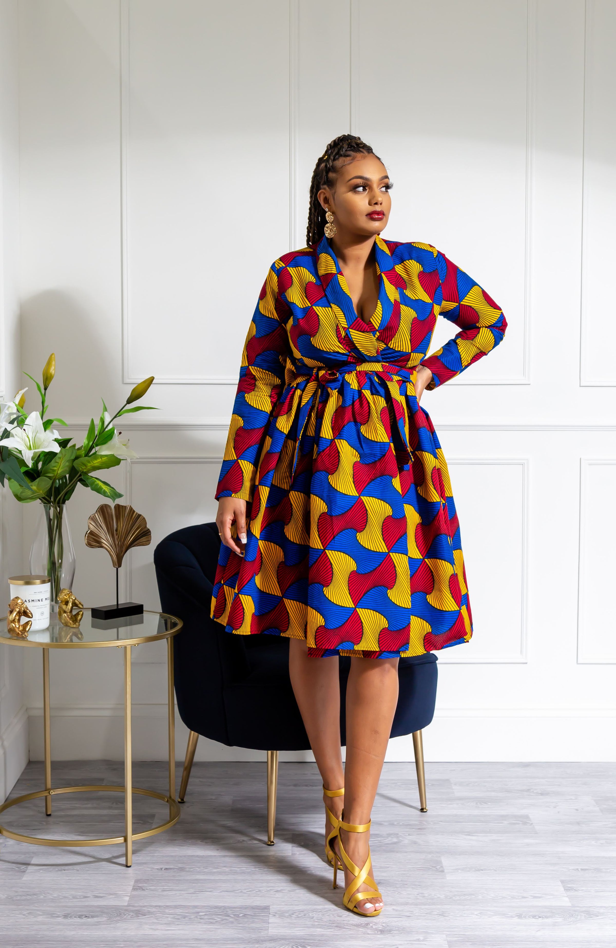 african print flare dresses