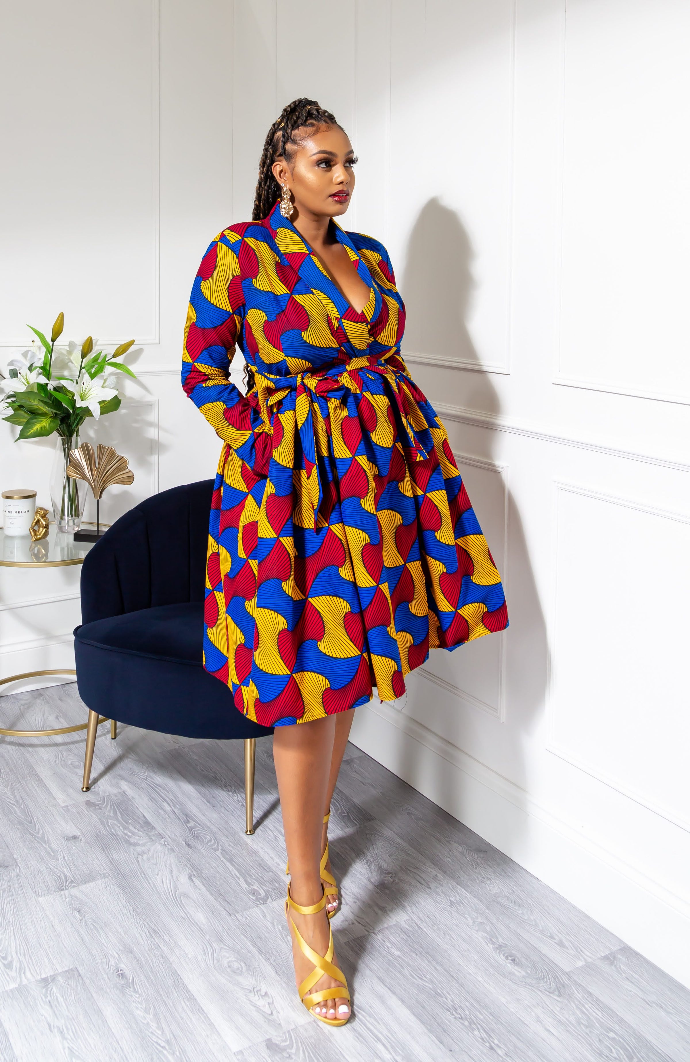 african print flare dresses