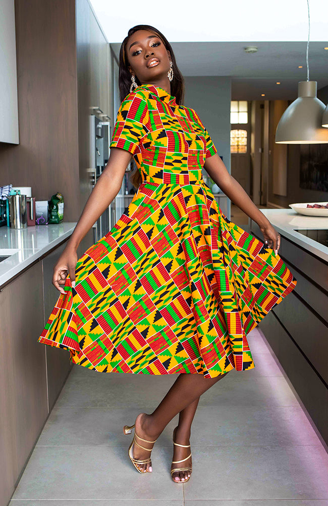 African Midi Dresses for Ladies | L'AVIYE African Fit and Flare Dress