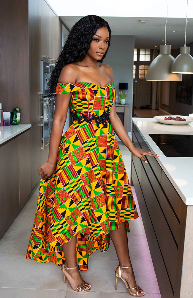 off shoulder dresses african print