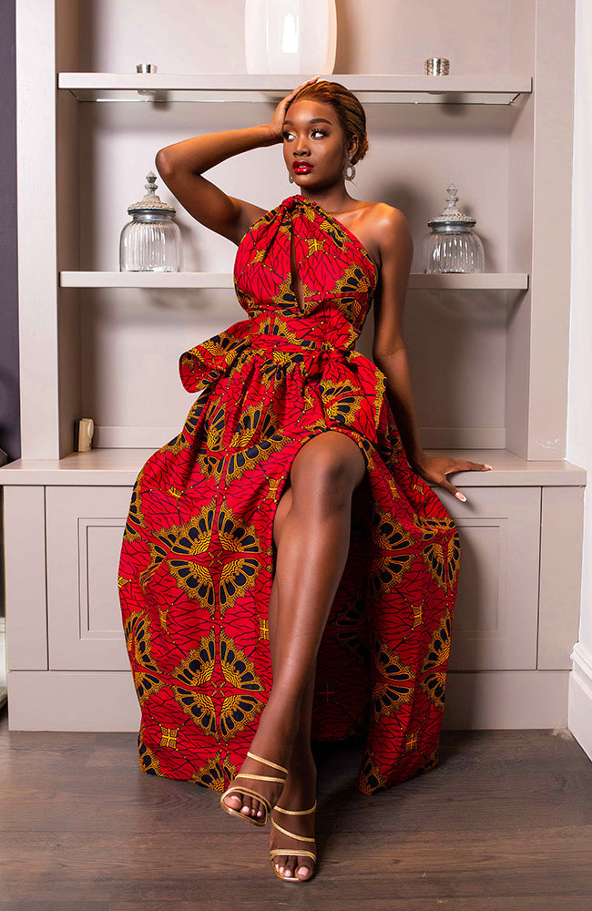 red african print dresses