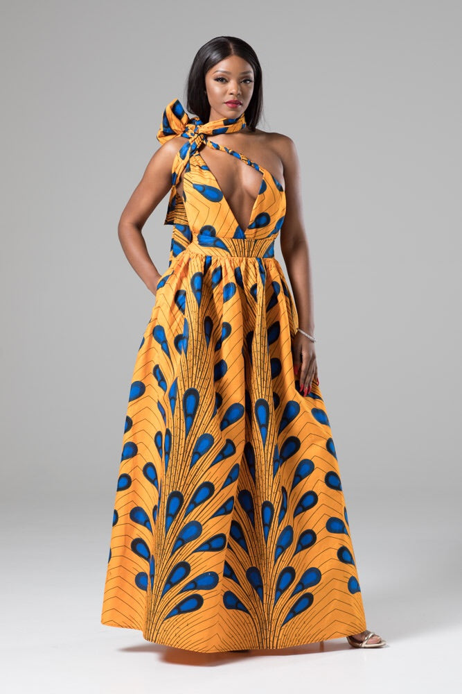 orange african dress