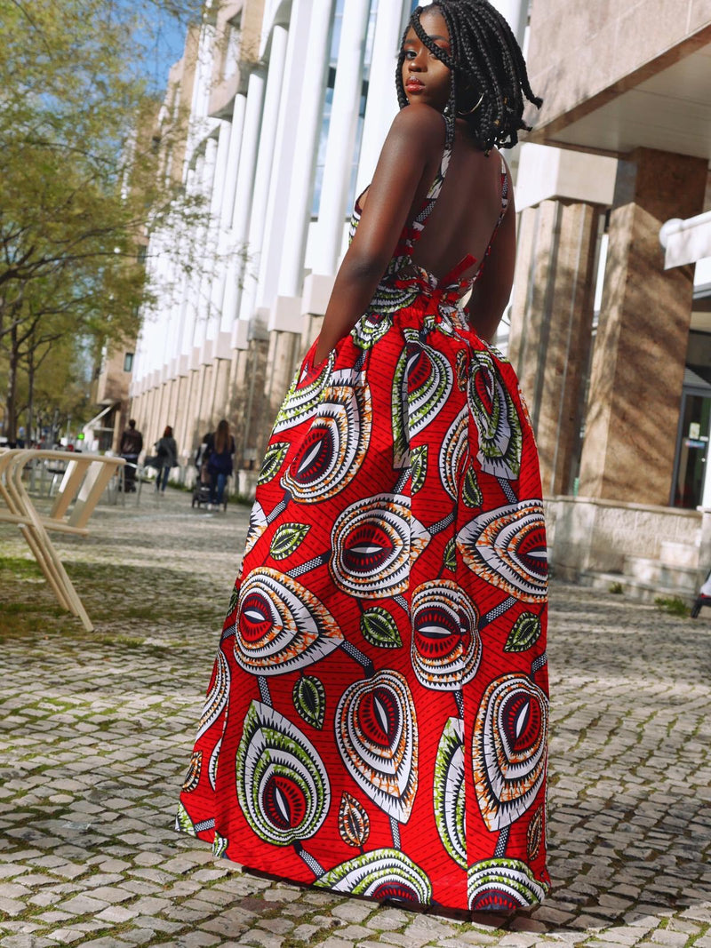 Laviye African Print Dress Amira Crossback Sleeveles Maxi L Aviye