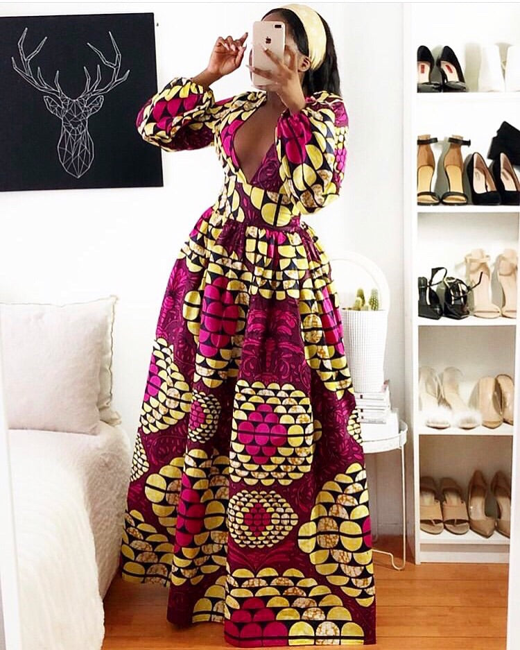 long sleeve african maxi dress