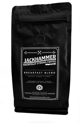 JACKHAMMER Breakfast Blend Organic Coffee, Whole Bean, 1 LB Coming Soon! - Preorder Now!