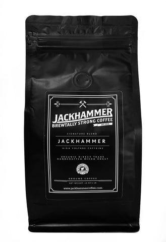 JACKHAMMER  High Voltage Caffeine Organic Coffee, Whole Bean, 1 LB