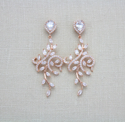 rose gold bridal earrings