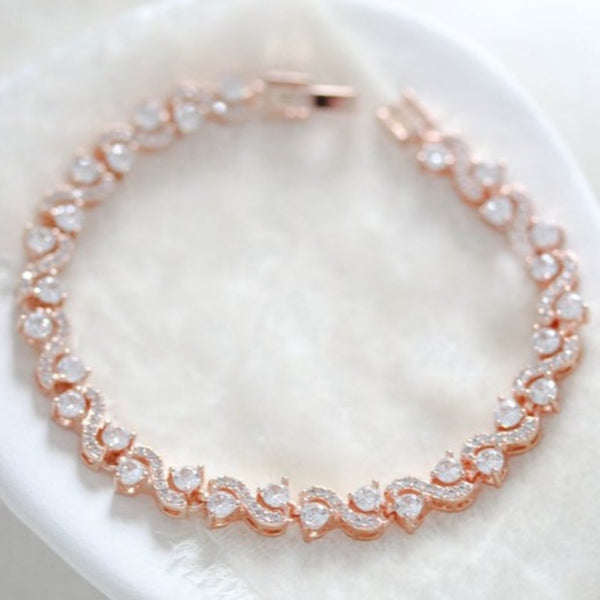 Delicate Rose gold cubic zirconia tennis bracelet - RACHEL