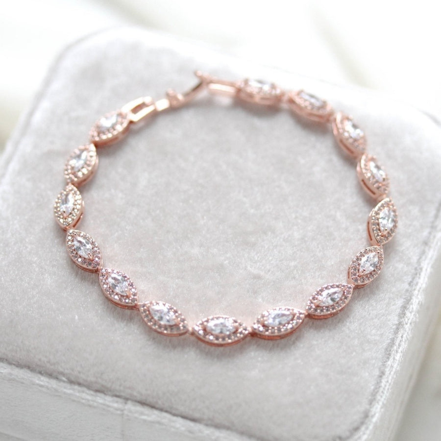 Simple Rose gold bridal Bracelet - SCARLETT – Treasures by Agnes