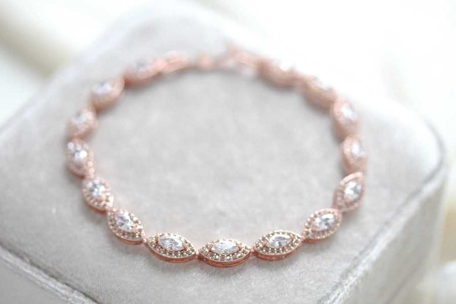 Simple Rose gold bridal Bracelet - SCARLETT – Treasures by Agnes