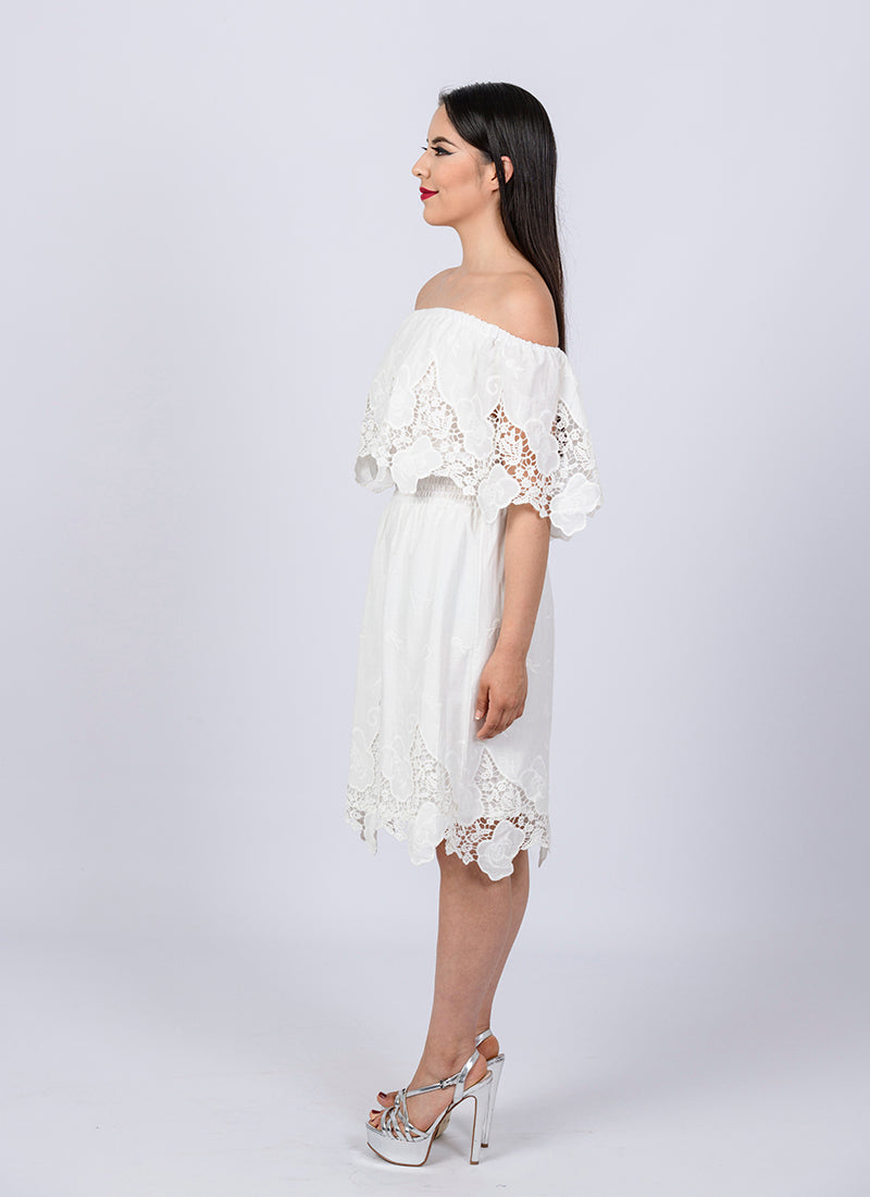 white off the shoulder mexican dress