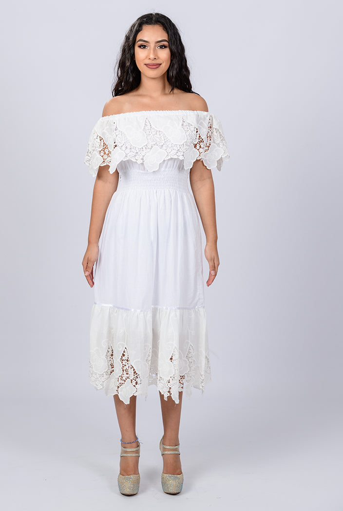 white off the shoulder mexican dress