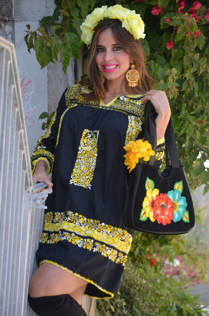 Beautiful One of a Kind Spectacular Embroidered Huipil Dress from Mexi ...