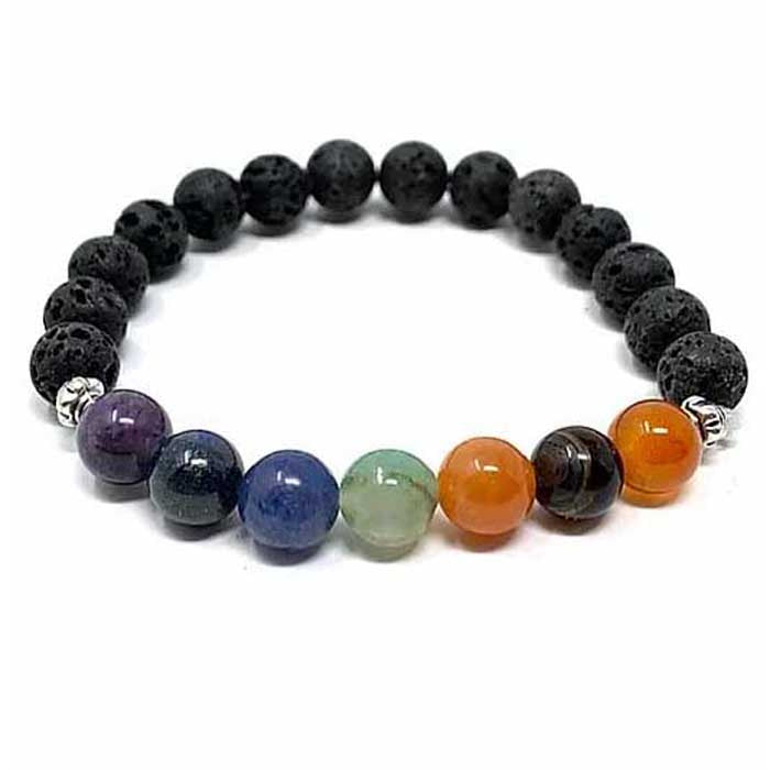 Essential Oil Chakra Lava Stone Bracelet 8mm