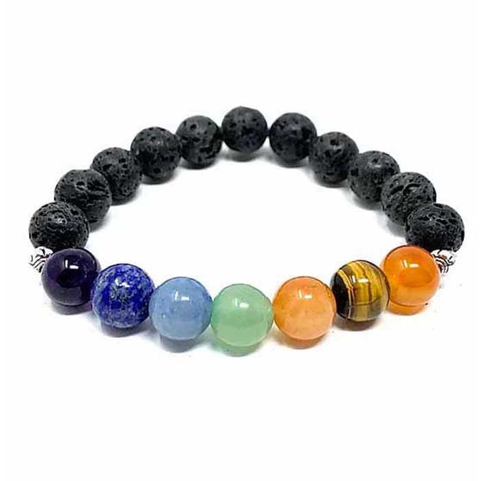 Essential Oil Chakra Lava Stone Bracelet 10mm