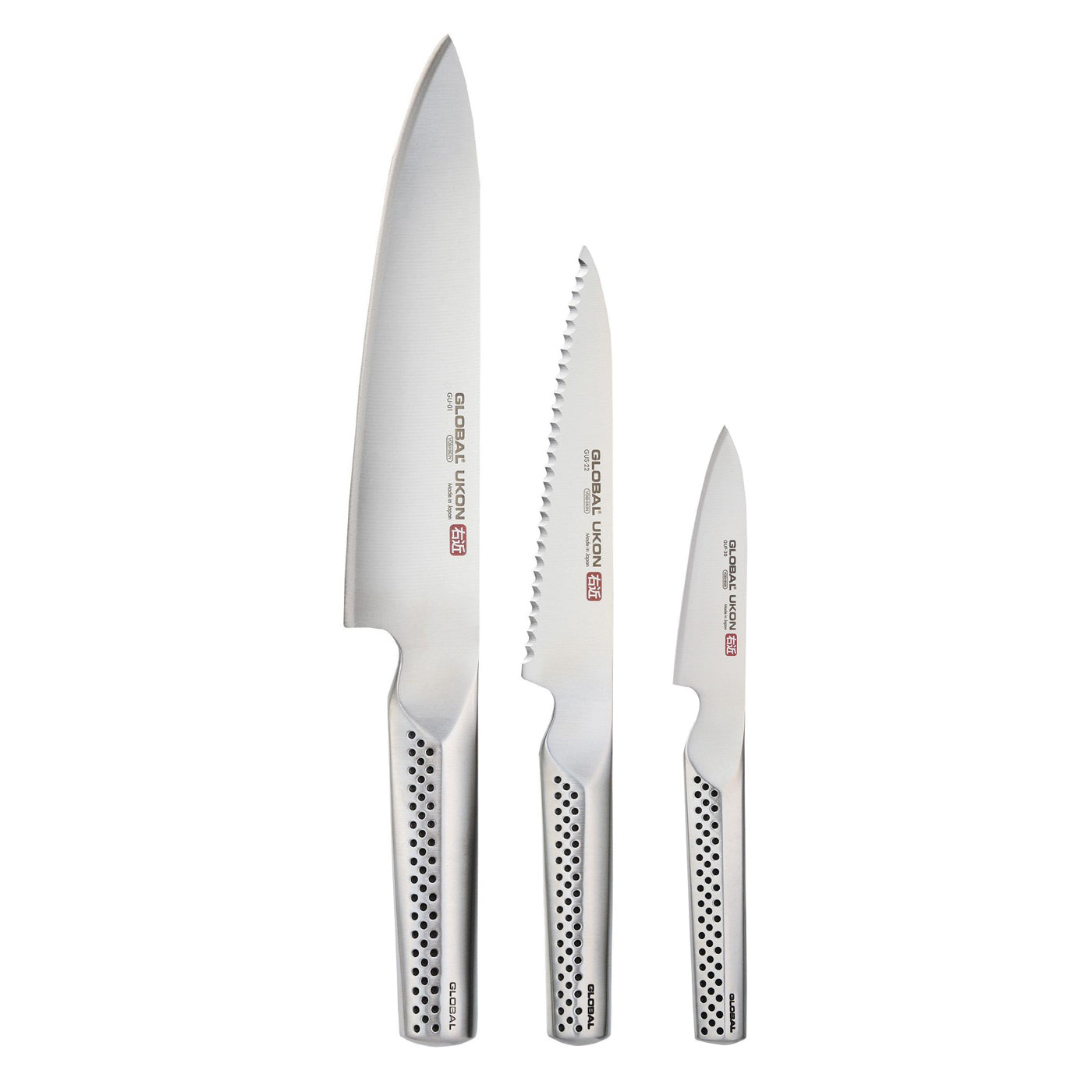 Global Ukon GU-3001 - 3-Pc Knife Set - Chef's Arsenal