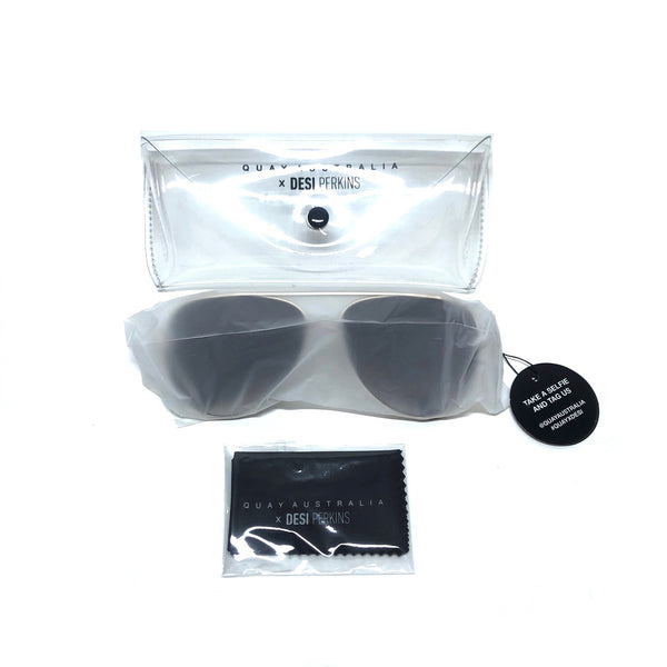 QUAY High Key Sahara Metal Aviator Sunglasses | Smoke Flat Lens ...