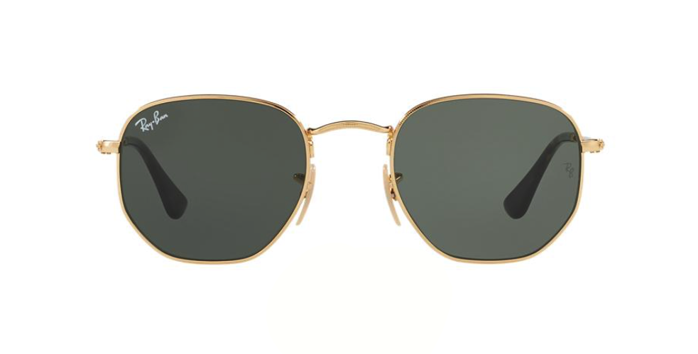 Ray Ban Hexagonal Flat Lens Gold Sunglasses | RB 3548 001 | Free ...