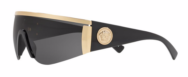 VERSACE MOD VE 2197 100087 Shield Sunglasses | Black - Gold | Free ...