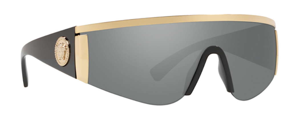 VERSACE MOD VE 2197 10006G Shield Sunglasses | Black - Gold - Silver ...