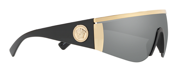VERSACE MOD VE 2197 10006G Shield Sunglasses | Black - Gold - Silver ...