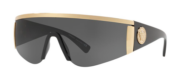 VERSACE MOD VE 2197 100087 Shield Sunglasses | Black - Gold | Free ...