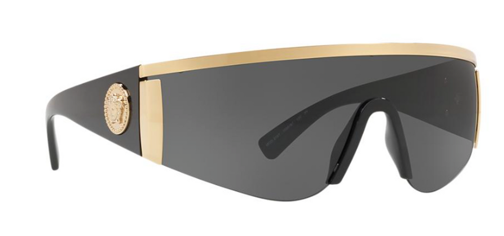 VERSACE MOD VE 2197 100087 Shield Sunglasses | Black - Gold | Free ...