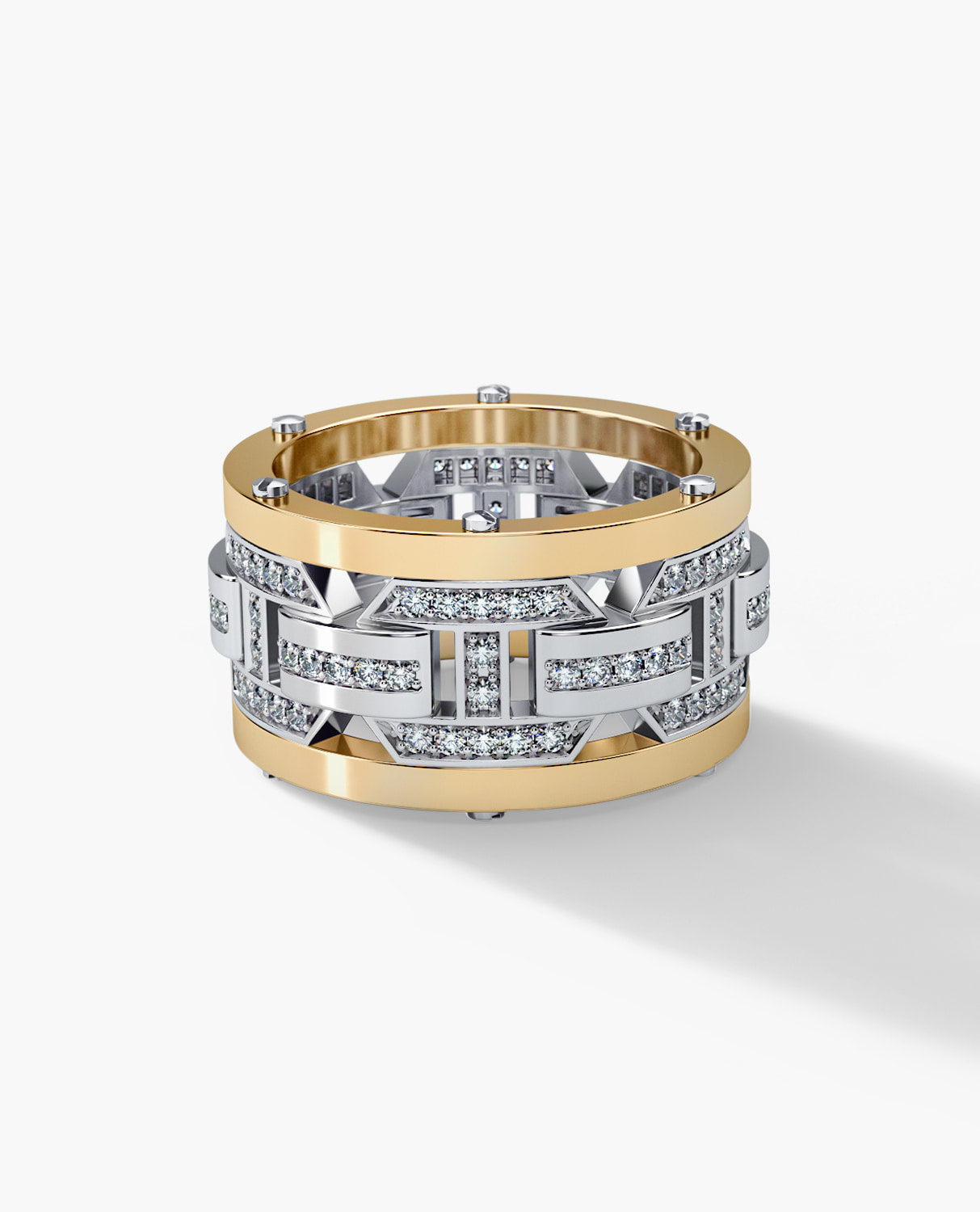 BRIGGS Mens TwoTone Gold Wedding Band with Diamonds