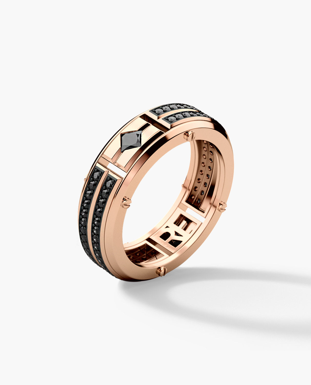 SAN LORENZO Mens Gold Wedding Band with Black Diamonds – Rockford ...