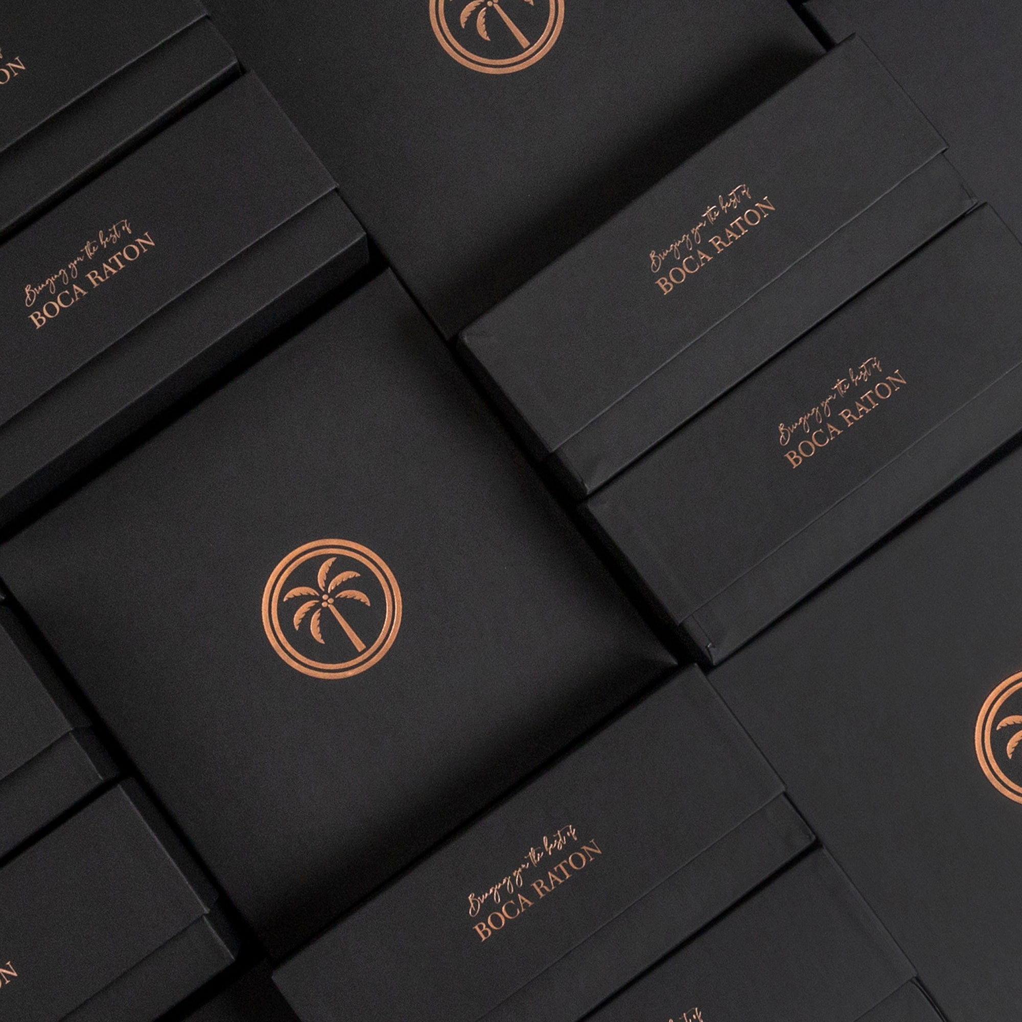 Black Deluxe Linen Gift Boxes with Foil Branded Logo