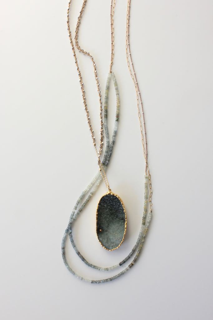 one of a kind pendant necklace rebecca scott jewelry harmony necklace moss aquamarine