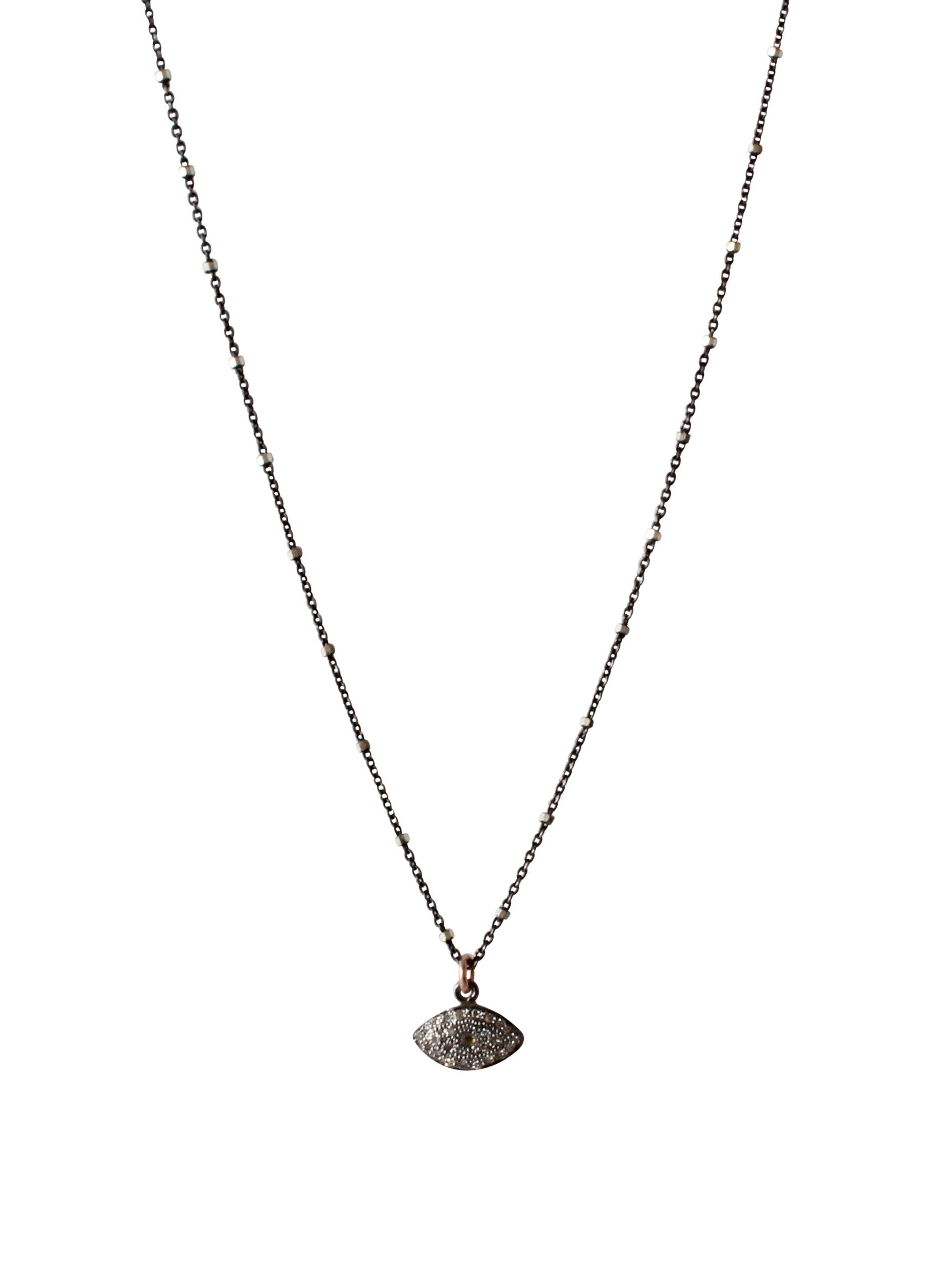 Pave Diamond Evil Eye Charm Necklace