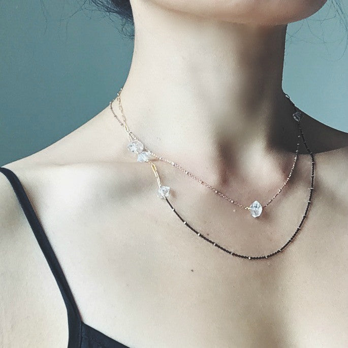 Herkimer Diamond Asymmetrical Necklace