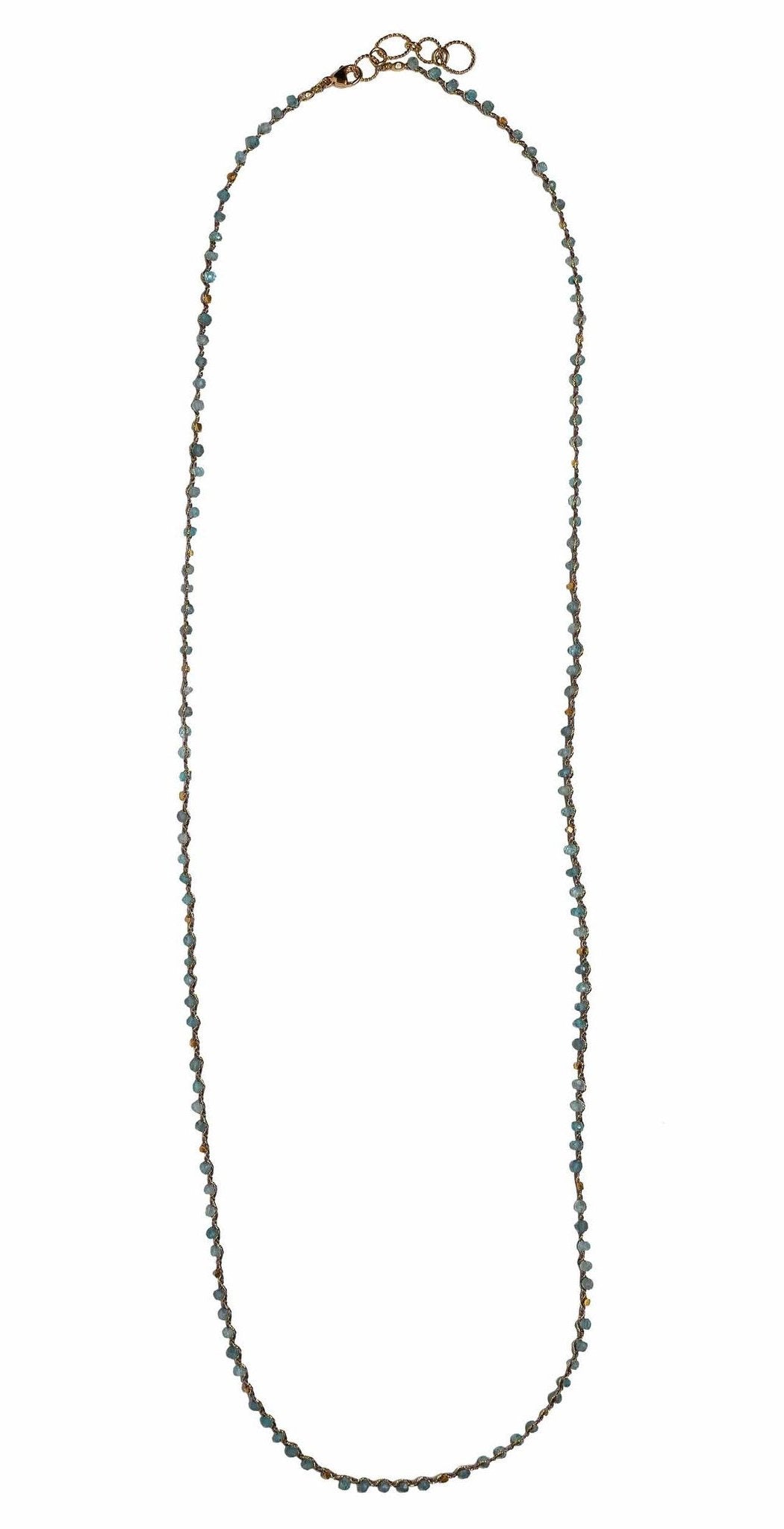 Woven Long Necklace in Apatite | Patterned Weave