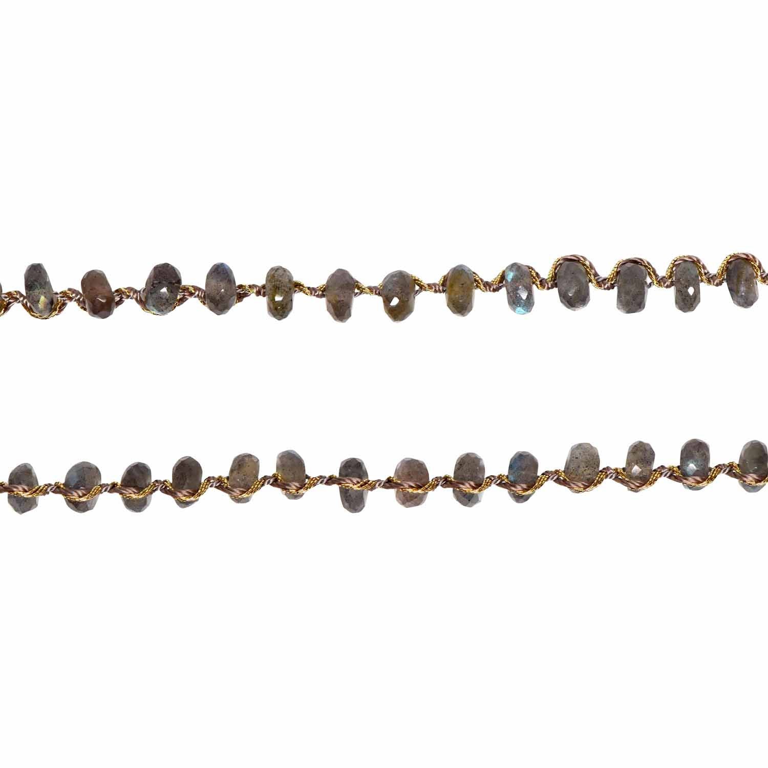 Woven Long Necklace in Chunky Labradorite | Classic Weave