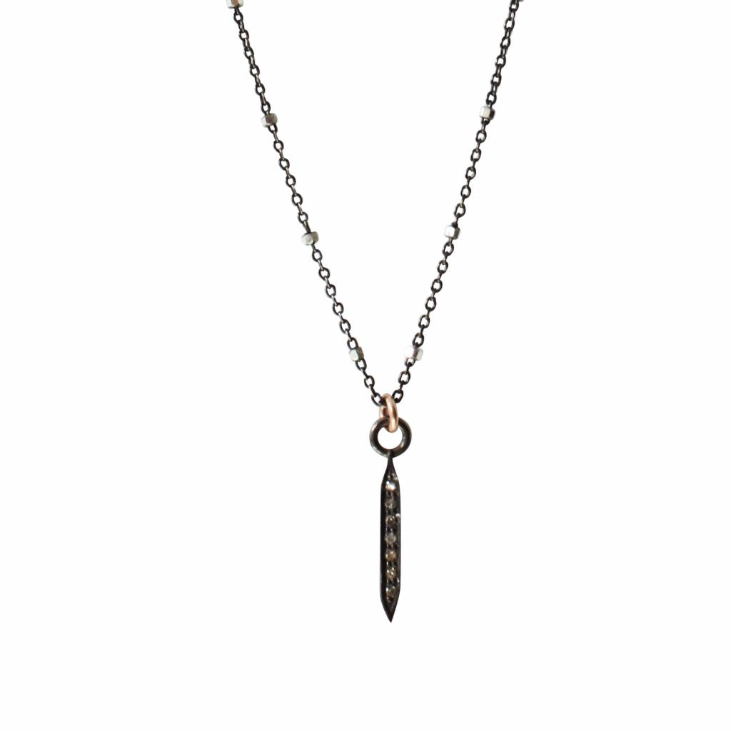 Pave Diamond Dagger Necklace Small