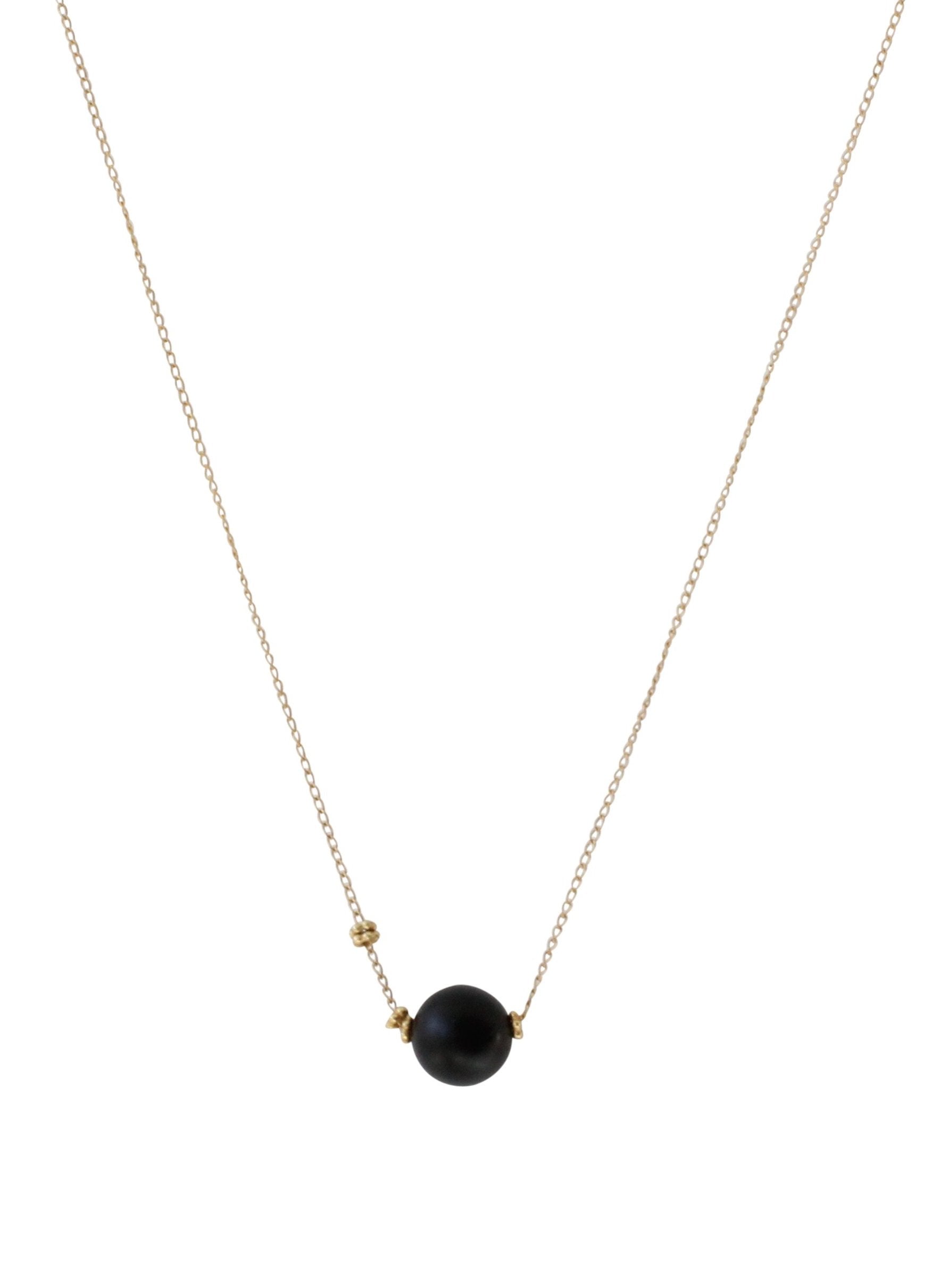 Simple Ball Drop Necklace in Black Onyx